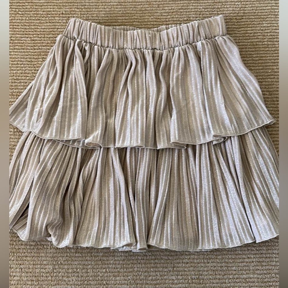 Golden Pleated Girls Knit Skirt
